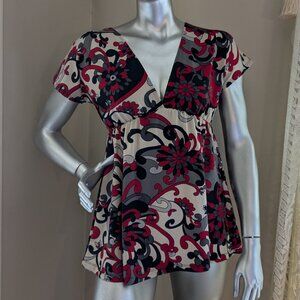 Sixteen Red Grey Black V-neck Tunic